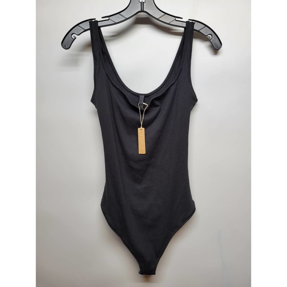 Skims Tops - SKIMS Cotton Rib Bodysuit Soot New